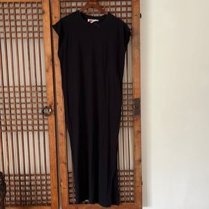 Free people beach long black cotton knit dress